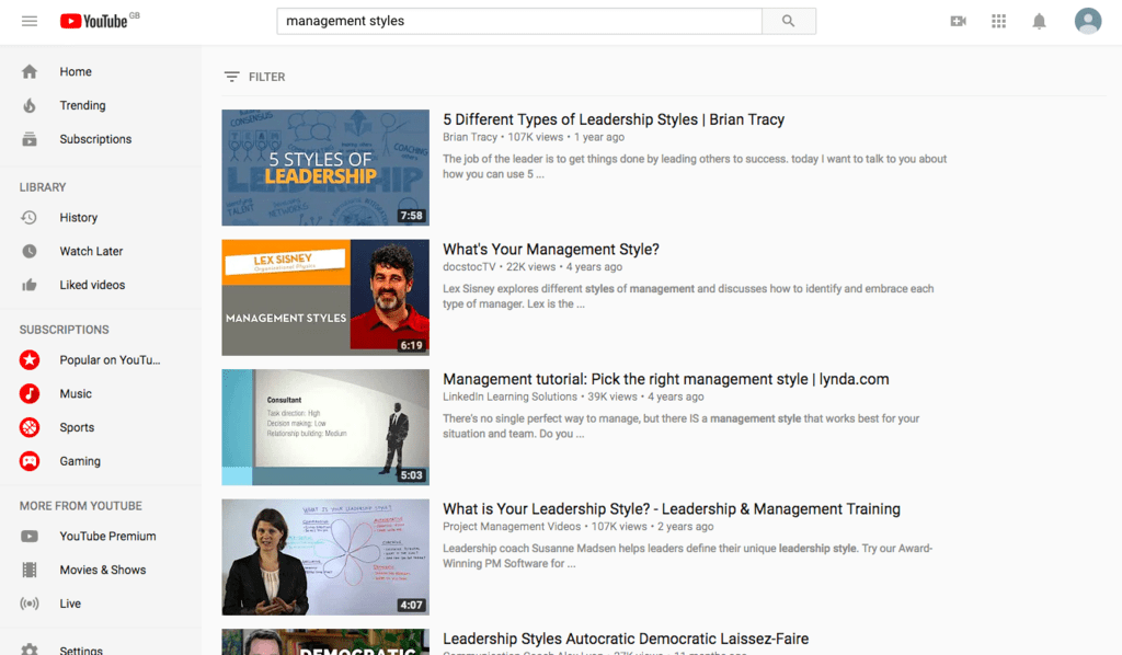 management-styles-youtube-search