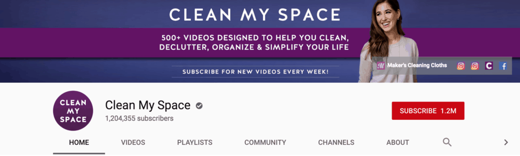 clean my space youtube banner
