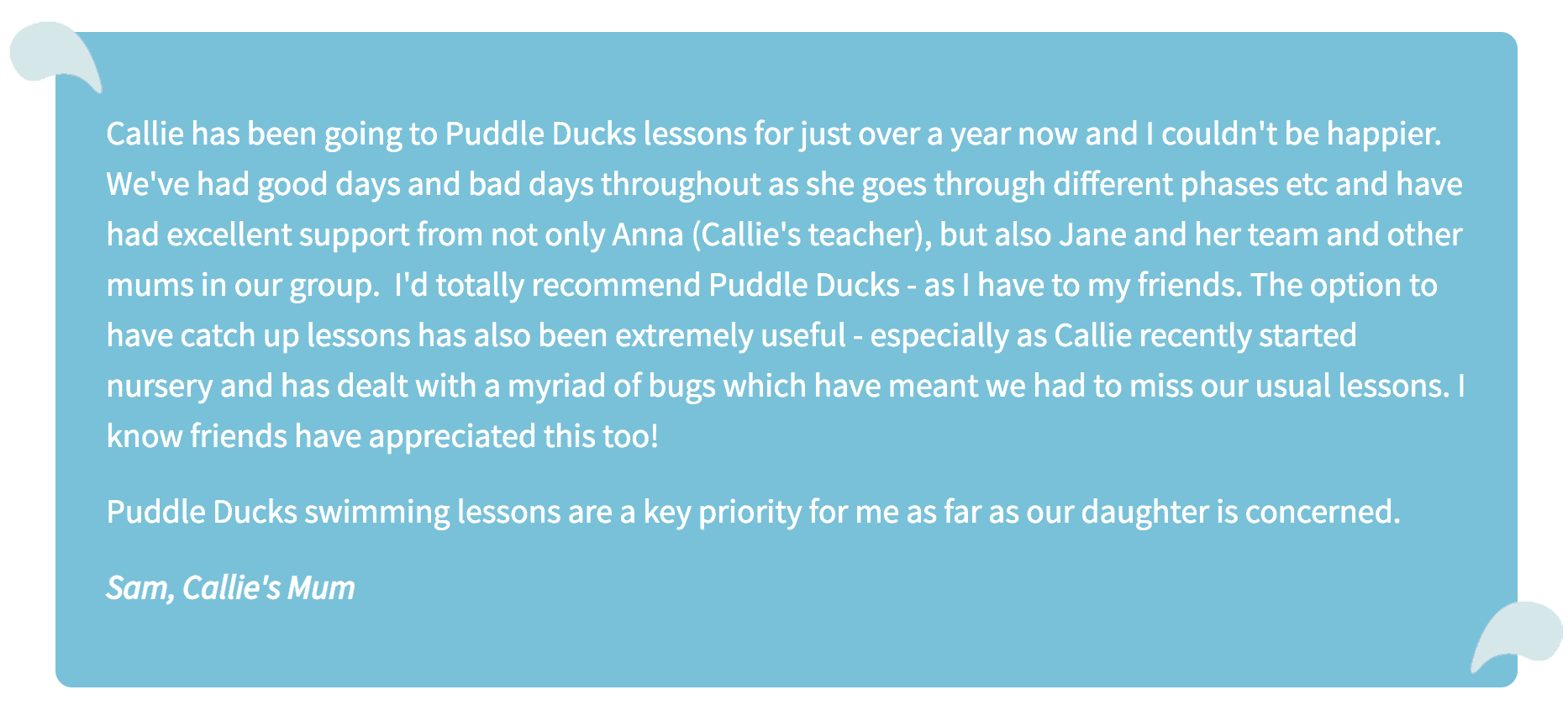 puddle ducks testimonial