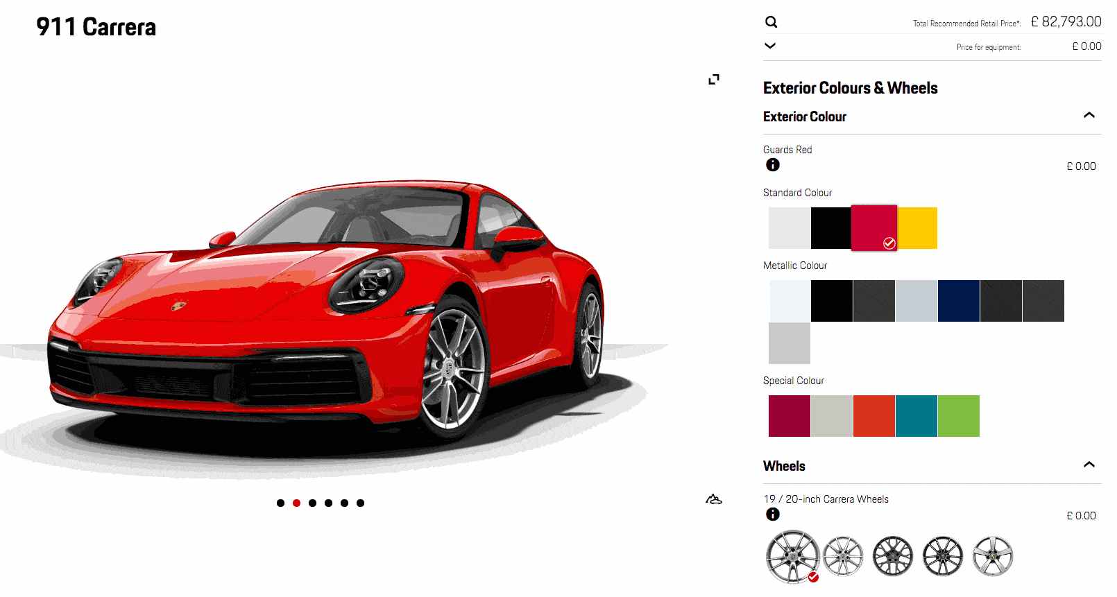 Porsche car configurator
