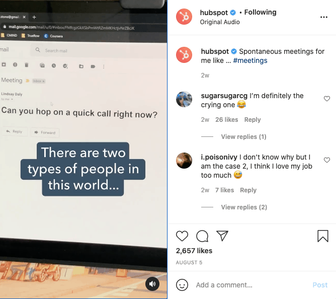 HubSpot Instagram post