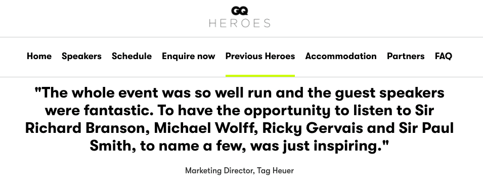 GQ Heroes testimonial