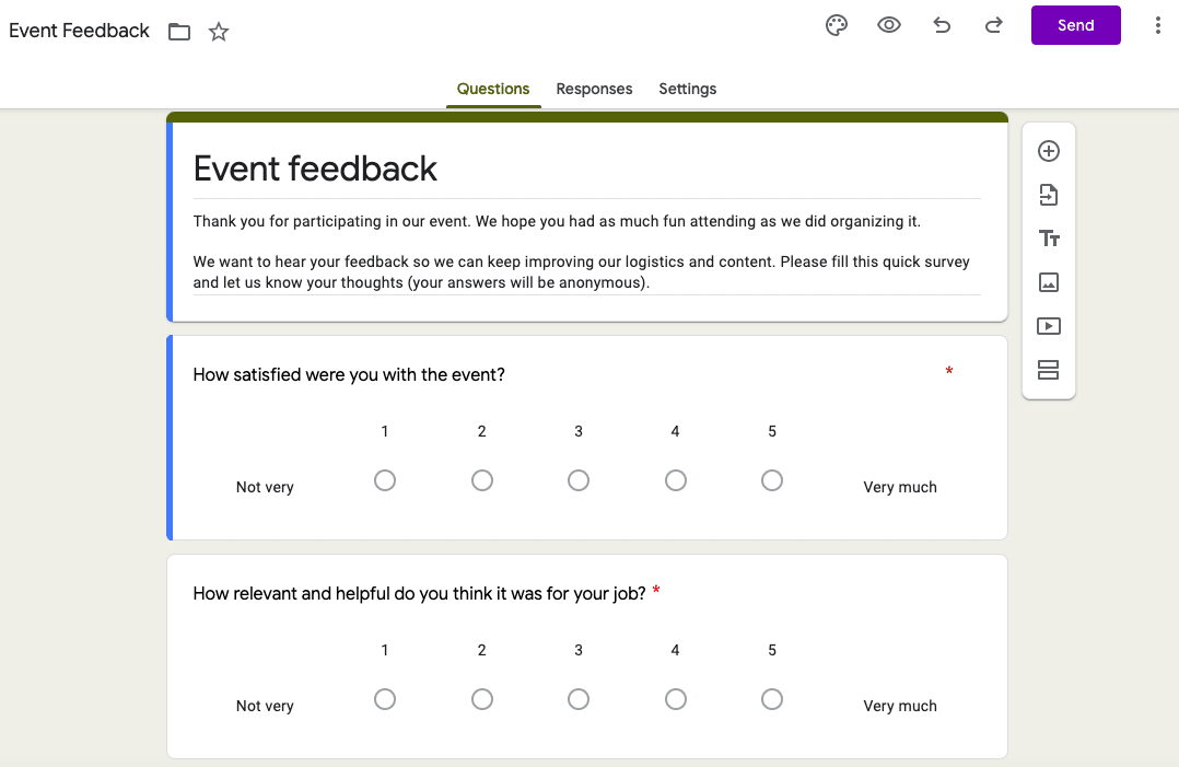 Event feedback form