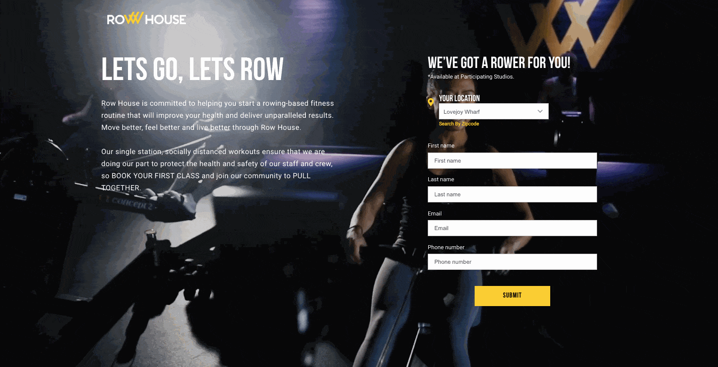 Row House landing page