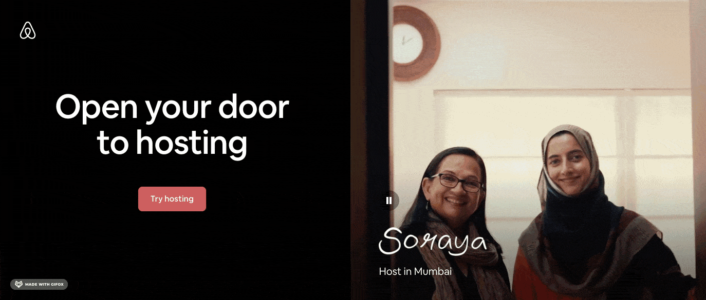 Airbnb landing page video