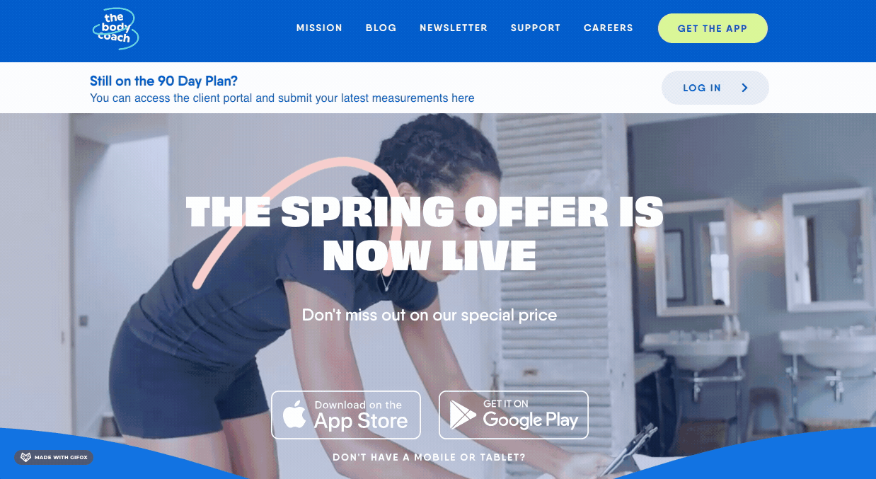 The Body Coach landing page video