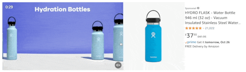 Hydroflask video ad on Amazon