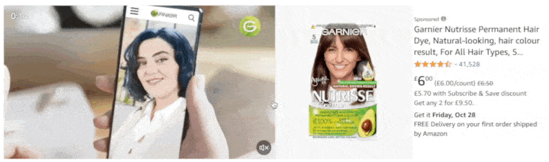 Garnier video ad on Amazon