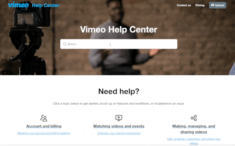 Vimeo help centre