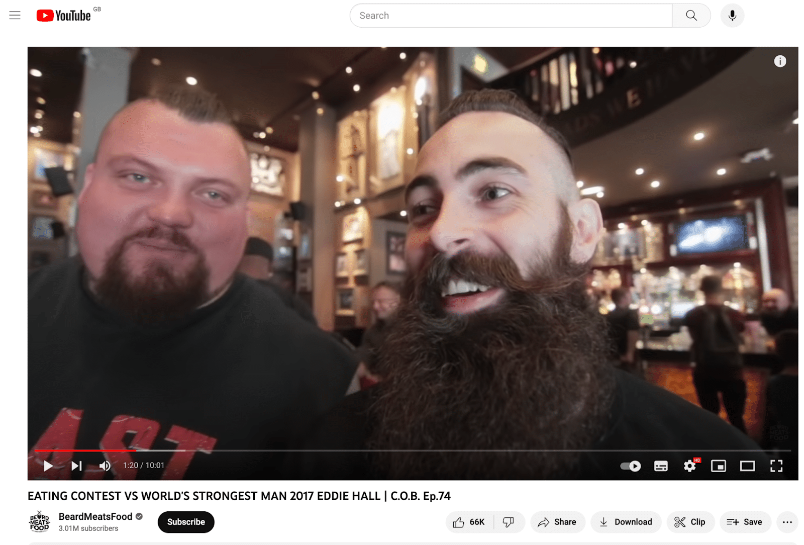 BeardMeatsFood YouTube video screenshot